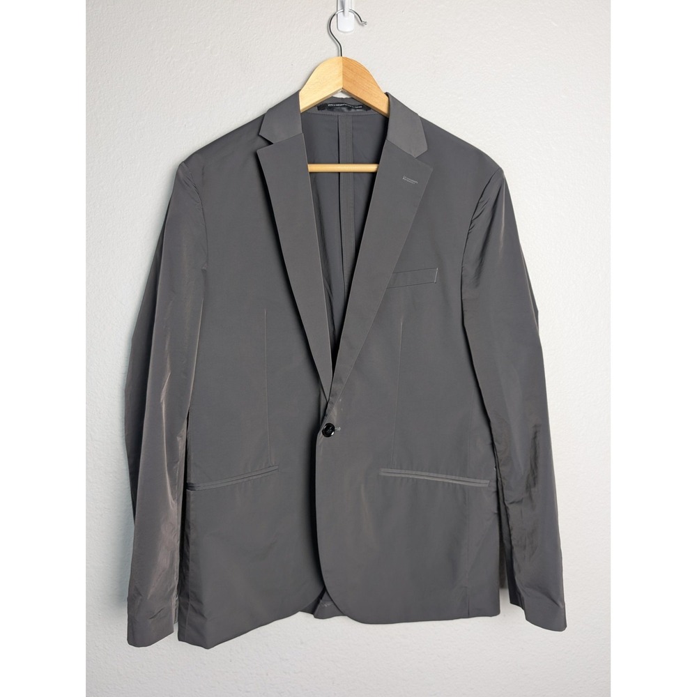 H&M Blazer Mens 40R Gray Slim Fit Single-Breasted Suit Jacket Notch Lapel